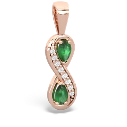 Emerald Diamond Infinity 14K Rose Gold pendant P5390