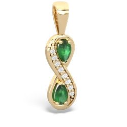 Emerald Diamond Infinity 14K Yellow Gold pendant P5390