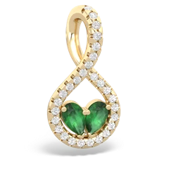 Emerald Pave Twist 'One Heart' 14K Yellow Gold pendant P5360