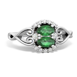 Emerald Love Nest 14K White Gold ring R5860