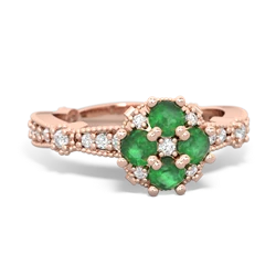 Emerald Sparkling Tiara Cluster 14K Rose Gold ring R26293RD