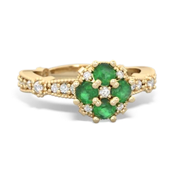 Emerald Sparkling Tiara Cluster 14K Yellow Gold ring R26293RD