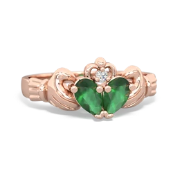 Emerald 'Our Heart' Claddagh 14K Rose Gold ring R2388