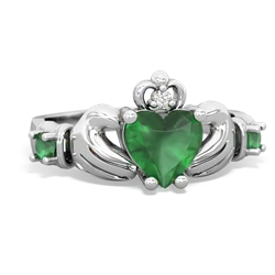 Fire Opal Claddagh Keepsake 14K White Gold ring R5245