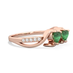 Emerald Side By Side 14K Rose Gold ring R3090