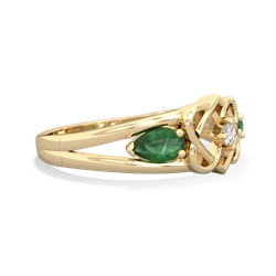 Emerald Hearts Intertwined 14K Yellow Gold ring R5880