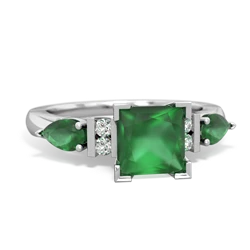 Lab Emerald 6Mm Princess Eternal Embrace Engagement 14K White Gold ring C2002