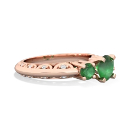 Emerald Art Deco Eternal Embrace Engagement 14K Rose Gold ring C2003