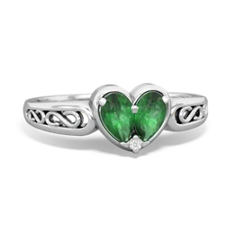 Emerald Filligree 'One Heart' 14K White Gold ring R5070