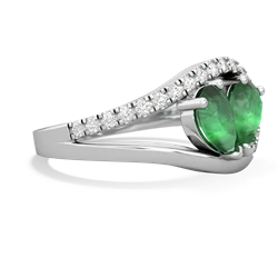 Emerald Nestled Heart Keepsake 14K White Gold ring R5650