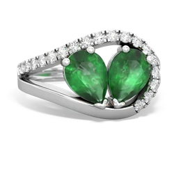 Emerald Nestled Heart Keepsake 14K White Gold ring R5650