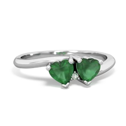 Emerald Sweethearts 14K White Gold ring R5260