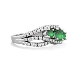 Emerald Three Stone Aurora 14K White Gold ring R3080