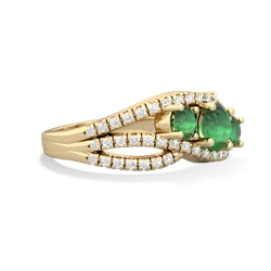 Lab Emerald Three Stone Aurora 14K Yellow Gold ring R3080