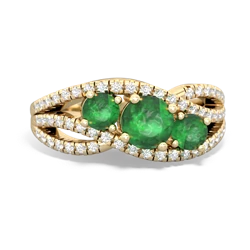 Lab Emerald Three Stone Aurora 14K Yellow Gold ring R3080