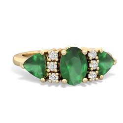 Emerald Antique Style Three Stone 14K Yellow Gold ring R2186