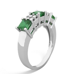 Peridot Three Stone Diamond Cluster 14K White Gold ring R2592