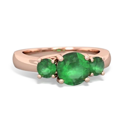 Lab Emerald Three Stone Round Trellis 14K Rose Gold ring R4018