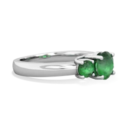 Lab Emerald Three Stone Round Trellis 14K White Gold ring R4018