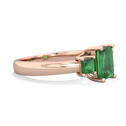 Lab Sapphire Three Stone Emerald-Cut Trellis 14K Rose Gold ring R4021