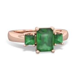 Peridot Three Stone Emerald-Cut Trellis 14K Rose Gold ring R4021