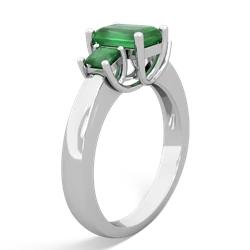 Aquamarine Three Stone Emerald-Cut Trellis 14K White Gold ring R4021