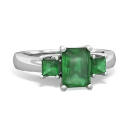 Onyx Three Stone Emerald-Cut Trellis 14K White Gold ring R4021