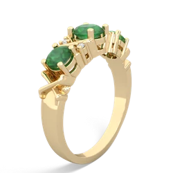 Emerald Hugs And Kisses 14K Yellow Gold ring R5016