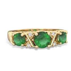 Lab Emerald Hugs And Kisses 14K Yellow Gold ring R5016