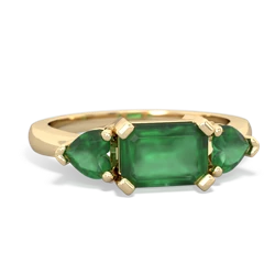 Lab Emerald Three Stone 14K Yellow Gold ring R5235