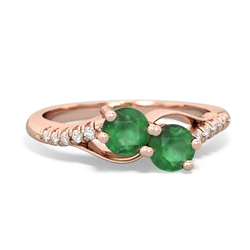 Emerald Infinity Pave Two Stone 14K Rose Gold ring R5285