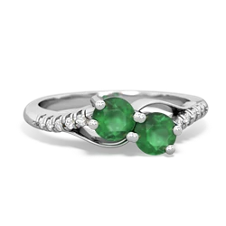 Emerald Infinity Pave Two Stone 14K White Gold ring R5285