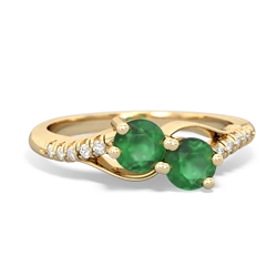 Emerald Infinity Pave Two Stone 14K Yellow Gold ring R5285