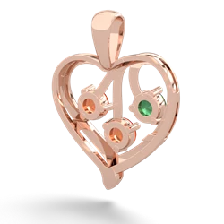 Emerald Glowing Heart 14K Rose Gold pendant P2233