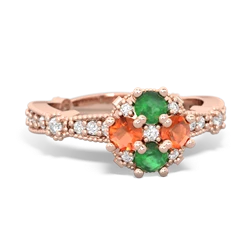 Emerald Sparkling Tiara Cluster 14K Rose Gold ring R26293RD