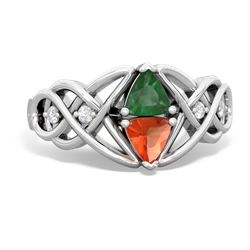 Emerald Keepsake Celtic Knot 14K White Gold ring R5300