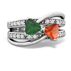 Emerald Bowtie 14K White Gold ring R2360