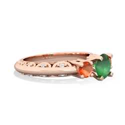 Emerald Art Deco Eternal Embrace Engagement 14K Rose Gold ring C2003