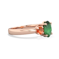 Emerald Three Stone Oval Trellis 14K Rose Gold ring R4024