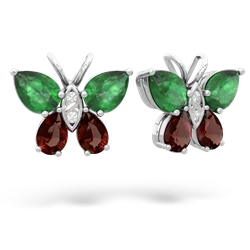 Emerald Butterfly 14K White Gold earrings E2215