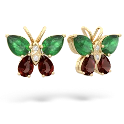 Emerald Butterfly 14K Yellow Gold earrings E2215