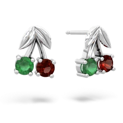 Emerald Sweet Cherries 14K White Gold earrings E7001