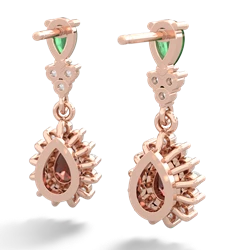 Emerald Halo Pear Dangle 14K Rose Gold earrings E1882