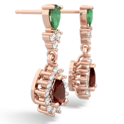 Emerald Halo Pear Dangle 14K Rose Gold earrings E1882