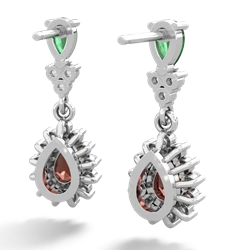 Emerald Halo Pear Dangle 14K White Gold earrings E1882