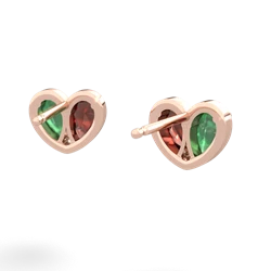 Emerald 'Our Heart' 14K Rose Gold earrings E5072