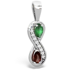 Emerald Diamond Infinity 14K White Gold pendant P5390