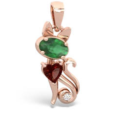 Emerald Kitten 14K Rose Gold pendant P5780