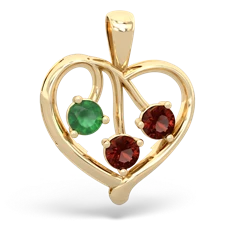 Emerald Glowing Heart 14K Yellow Gold pendant P2233