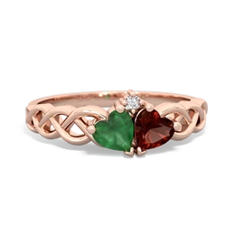 Emerald Heart To Heart Braid 14K Rose Gold ring R5870